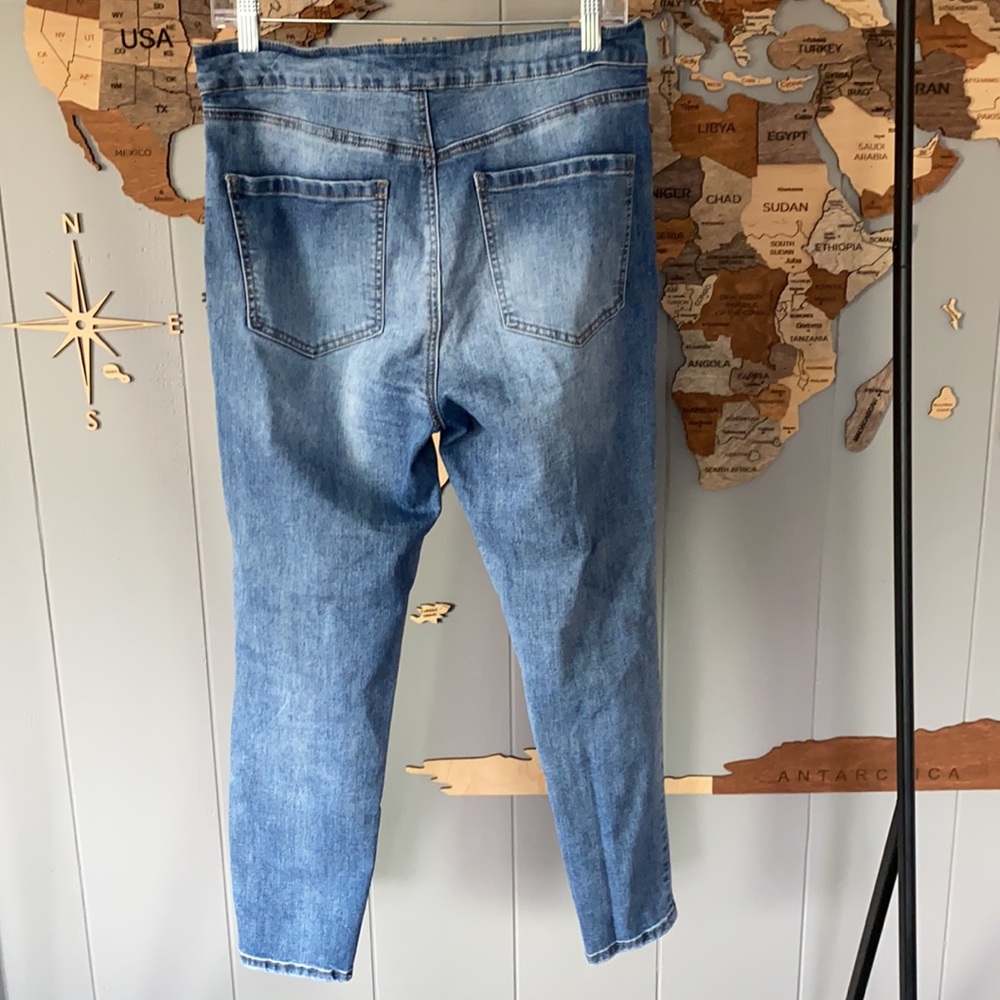 Drawstring Med Rise Skinny Denim Jean - Picture 5 of 6